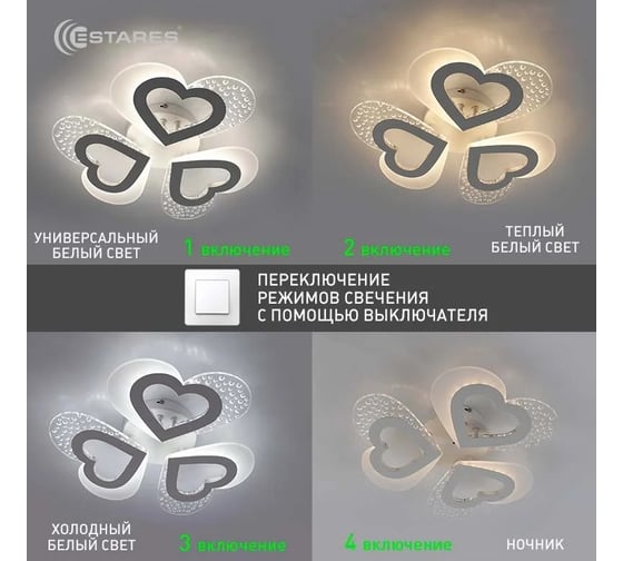 Управляемая светодиодная люстра ESTARES ROOM love 50W УУО00004519