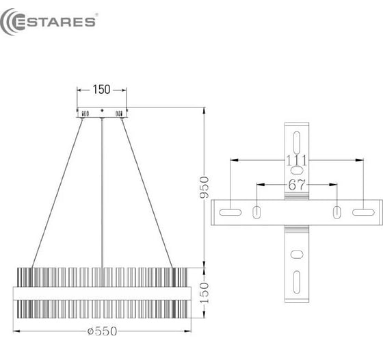 Управляемая светодиодная люстра ESTARES SF 120W хром УУО00004310
