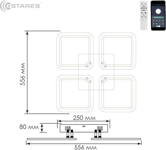 Управляемая светодиодная люстра ESTARES SONNE 100W 4S-APP УУ000004402