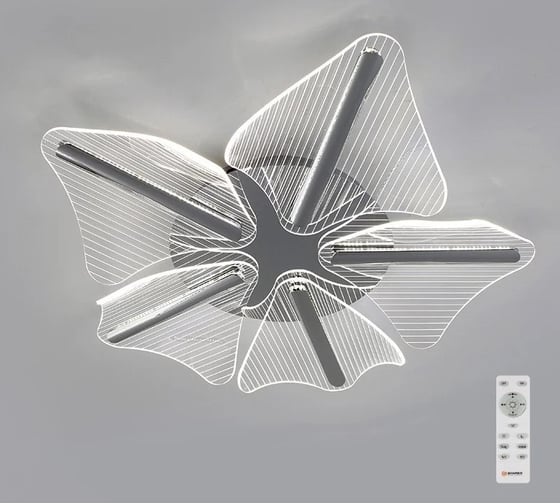 Управляемая светодиодная люстра ESTARES LORELEA 60W R-RC-600x107-CHROME/CLEAR-220-IP20 УУО00004103 1