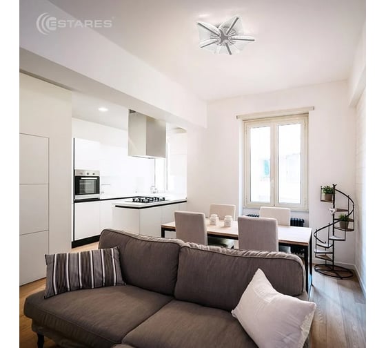 Управляемая светодиодная люстра ESTARES LORELEA 60W R-RC-600x107-CHROME/CLEAR-220-IP20 УУО00004103