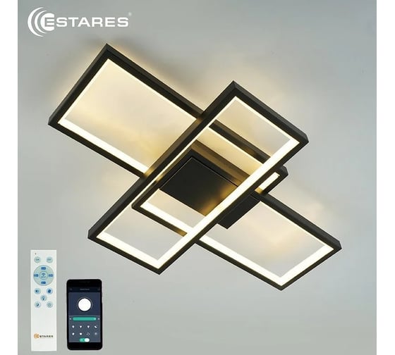 Управляемая светодиодная люстра ESTARES SVEN 85W 3S-APP черн. УУО00005099