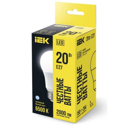 Лампа IEK LED A60 20Вт 230В 6500К E27 LLE-A60-20-230-65-E27