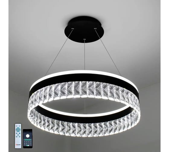 Управляемая светодиодная люстра ESTARES CARINA 90W R-APP черная УУО00004786 1