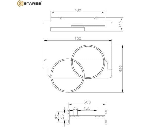 Управляемая светодиодная люстра ESTARES WOODY LOFT 80W 2R-APP УУО00004887