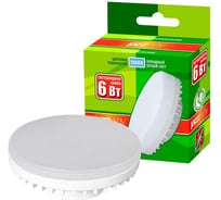 Светодиодная лампа Jazzway PLED-ECO 6Вт таблетка матовая 5000К холодный белый GX53 460лм 230В/50Гц D75х26mm 2852007