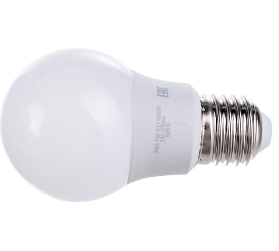 Светодиодная лампа Jazzway PLED-ECO 7Вт A60 грушевидная 4000К нейтральный белый E27 610лм 230В/50Гц 1033185