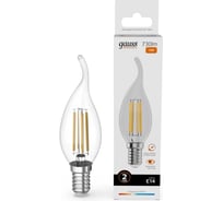 Лампа Gauss Filament Elementary Свеча на ветру 12W 730lm 2700К Е14 LED 1/10/100 42112