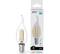 Лампа Gauss Filament Elementary Свеча на ветру 12W 750lm 4100К Е14 LED 1/10/100 42122