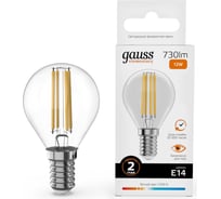 Лампа Gauss Filament Elementary Шар 12W 730lm 2700К Е14 LED 1/10/100 52112 32044458