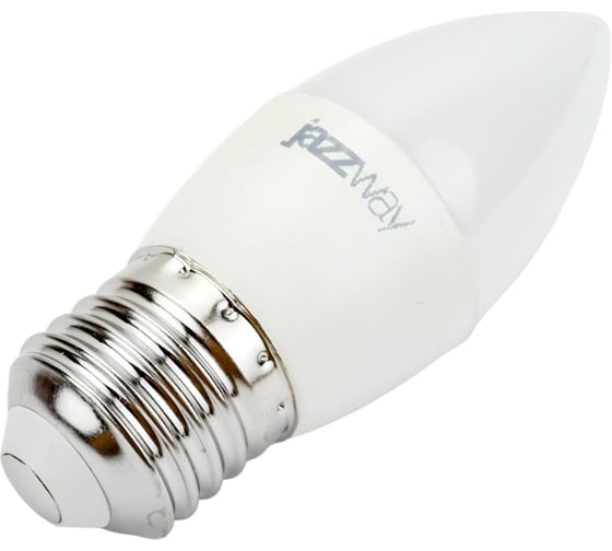 Светодиодная лампа Jazzway PLED-ECO 5Вт C37 свеча 3000К теплый белый E27 400лм 230В/50Гц 2855312A