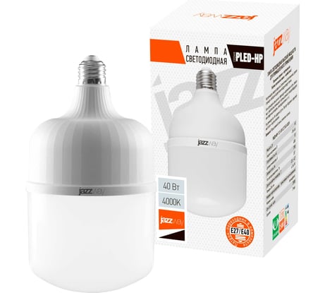 Светодиодная лампа Jazzway высокомощная PLED-HP-T120 40Вт 4000К нейтральный белый E27/E40 (переходник в комплекте) 3700лм 220В/50Гц 1038937A