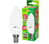 Светодиодная лампа Jazzway PLED-ECO 5Вт C37 свеча матовая 3000К теплый белый E14 400лм 230В/50Гц 1036834A