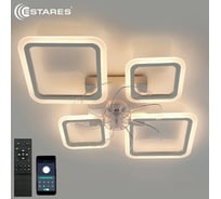 Управляемая светодиодная люстра с вентилятором ESTARES FAN OVAL 70W+18W 4S-APP УУО00005076