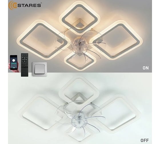 Управляемая светодиодная люстра с вентилятором ESTARES FAN OVAL 70W+18W 4S-APP УУО00005076