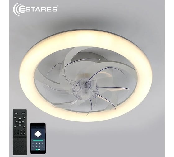 Управляемая светодиодная люстра с вентилятором ESTARES FAN SIMPLE 60W+18W R-APP УУО00004891 1