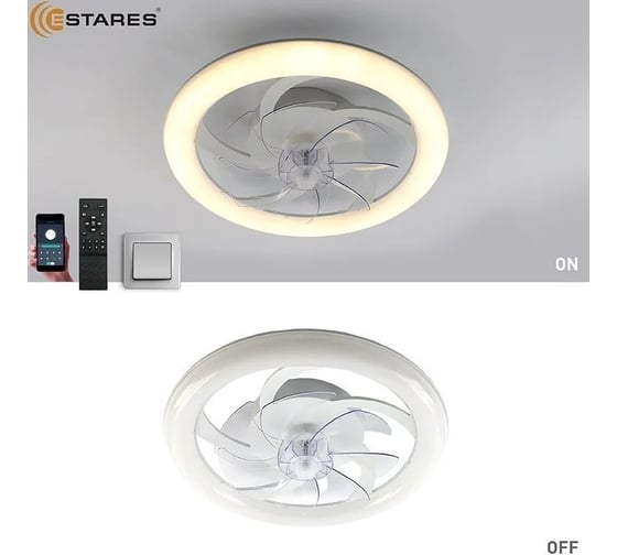 Управляемая светодиодная люстра с вентилятором ESTARES FAN SIMPLE 60W+18W R-APP УУО00004891