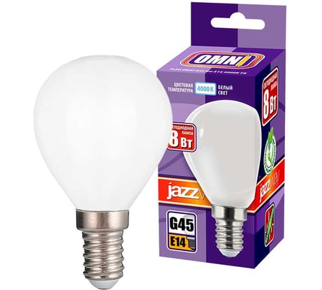 Лампа Jazzway PLED OMNI G45 8w E14 4000K FR 230, 50 5021518