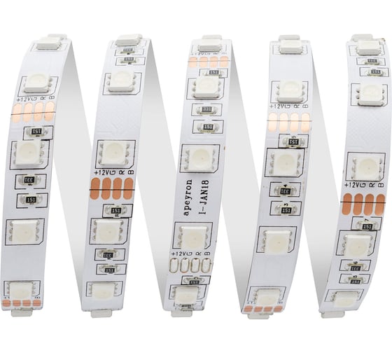 Светодиодная лента OGM 12В, 7,2Вт/м, smd5050, 30д/м, IP20, 10мм, 5м, RGB LSE-159 1