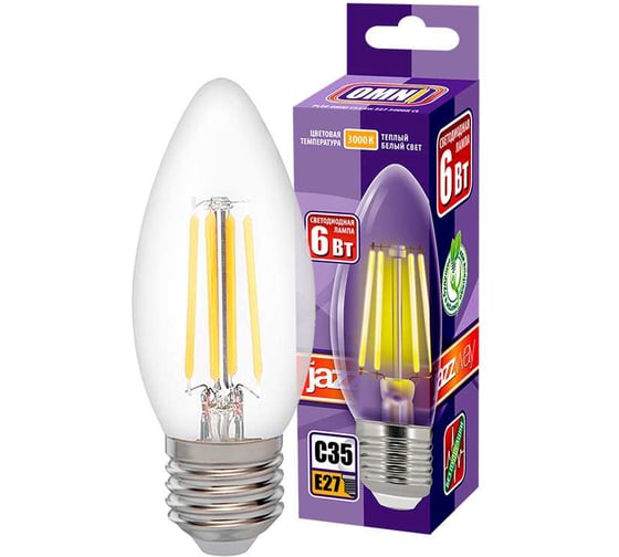 Лампа Jazzway PLED OMNI C35 6w E27 3000K CL 230, 50 5020481 1