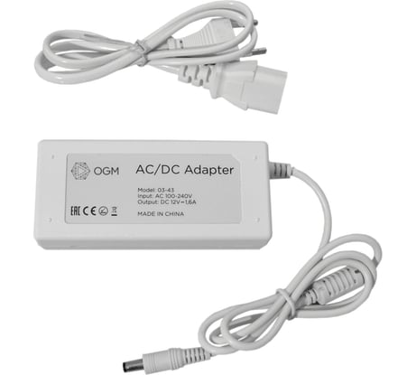 Блок Питания OGM Адаптер 12В, 20 Вт, IP44, 1,6 А PS3-43