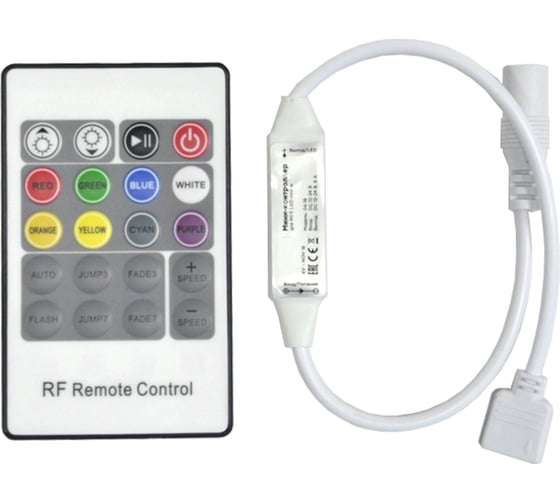 Мини-контроллер OGM RGB 12/24В, 72/144Вт, 3 канала*2 А, RF, пульт кнопочный C4-18