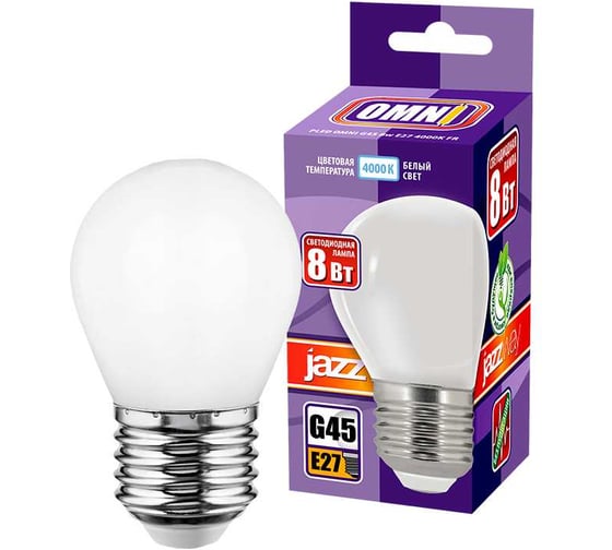 Лампа Jazzway PLED OMNI G45 8w E27 4000K FR 230, 50 5021549