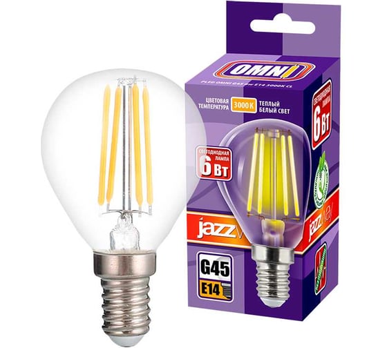 Лампа Jazzway PLED OMNI G45 6w E14 3000K CL 230, 50 5020979