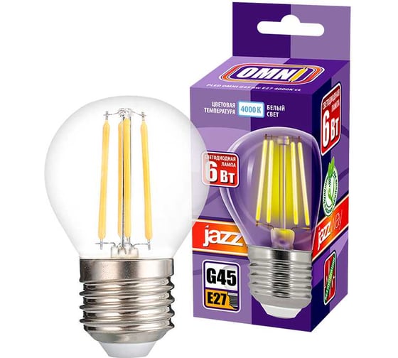 Лампа Jazzway PLED OMNI G45 6w E27 4000K CL 230, 50 5021068