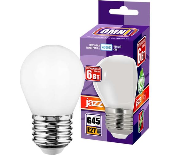 Лампа Jazzway PLED OMNI G45 6w E27 4000K FR 230, 50 5021181