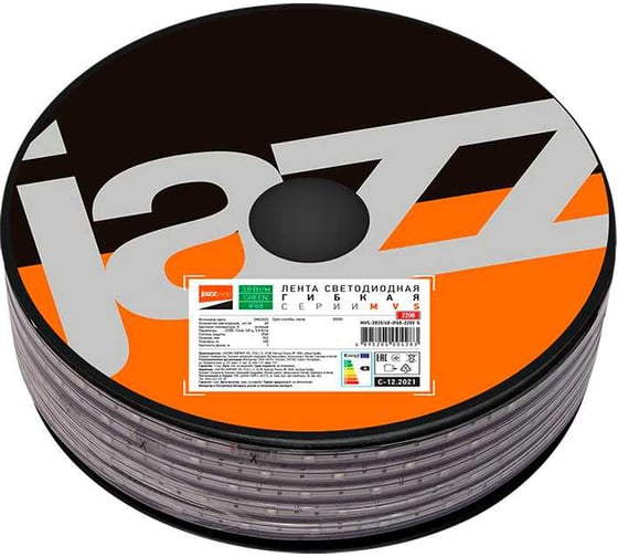 Светодиодная лента Jazzway MVS-2835/60-IP68-220V-G-1m 4.8Вт/м зеленый 220В без аксессуаров (упаковка 100м) 5004283A