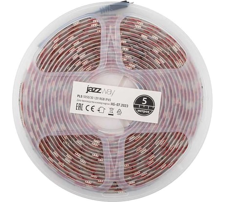 Светодиодная лента Jazzway PLS 5050/30-12В RGB 7.2Вт/м разноцветный IP65 (упаковка 5м) 327637