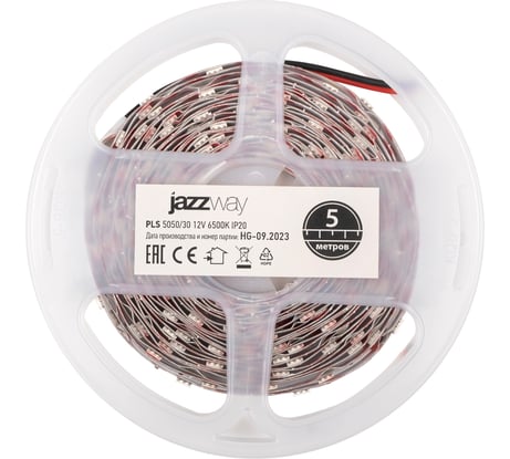 Светодиодная лента Jazzway PLS 5050/30-12В 7.2Вт/м 6500К белый IP20 (упаковка 5м) 327545