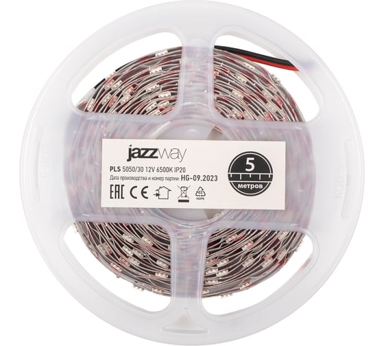 Светодиодная лента Jazzway PLS 5050/30-12В 7.2Вт/м 6500К белый IP20 (упаковка 5м) 327545