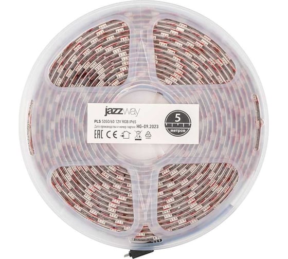 Светодиодная лента Jazzway PLS 5050/60-12В 14.4Вт/м RGB разноцветный IP65 (упаковка 5м) 1001948