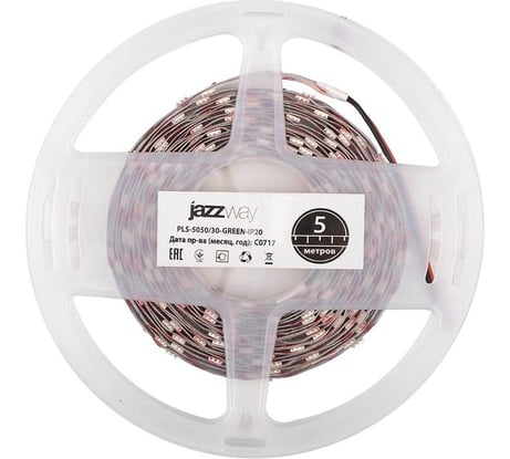 Светодиодная лента Jazzway PLS 5050/30-12В Green 7.2Вт/м зеленый IP20 (упаковка 5м) 327583