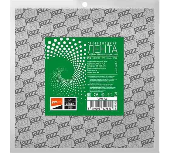 Светодиодная лента Jazzway PLS 5050/30-12В Green 7.2Вт/м зеленый IP20 (упаковка 5м) 327583