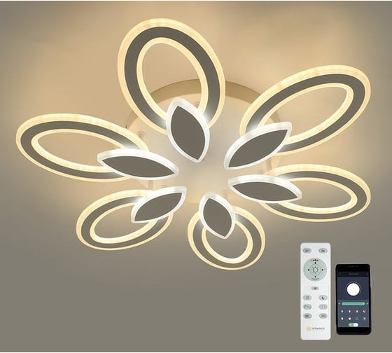 Управляемая светодиодная люстра ESTARES Aurora double 120W 6F-APP-660x105-WHITE/WHITE-220-IP20 УУО00003623 1