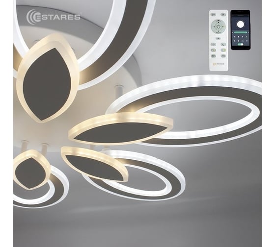 Управляемая светодиодная люстра ESTARES Aurora double 120W 6F-APP-660x105-WHITE/WHITE-220-IP20 УУО00003623