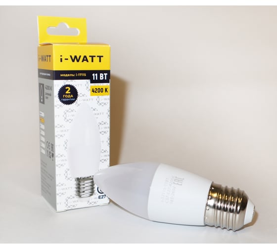 Светодиодная лампа I-WATT 11Вт 4200К 165-265V С37 E27 свеча i-17115 1