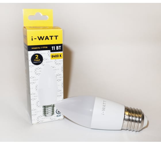 Светодиодная лампа I-WATT 11Вт 6400К 165-265V С37 E27 свеча i-17116