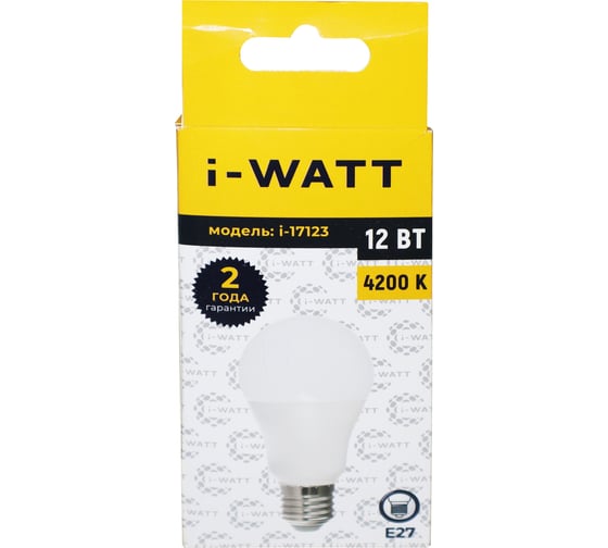 Светодиодная лампа I-WATT 12Вт 4200К 165-265V A60 E27 i-17123