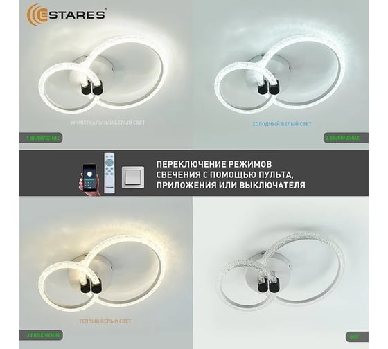 Управляемая светодиодная люстра ESTARES EMILIA 40W 2R-APP УУО00005056