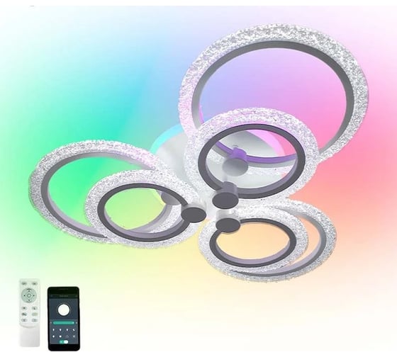 Управляемая светодиодная люстра ESTARES LILY RGB 100W 7R-APP бел. УУО00004662