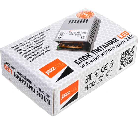 Блок питания для светодиодной ленты Jazzway PRO 15Вт 0.62А 24В IP20 BSPS 5018457