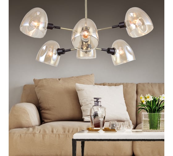 Люстра Rivoli Camila, P6, золото, сатин, E146, 40W Б0044512