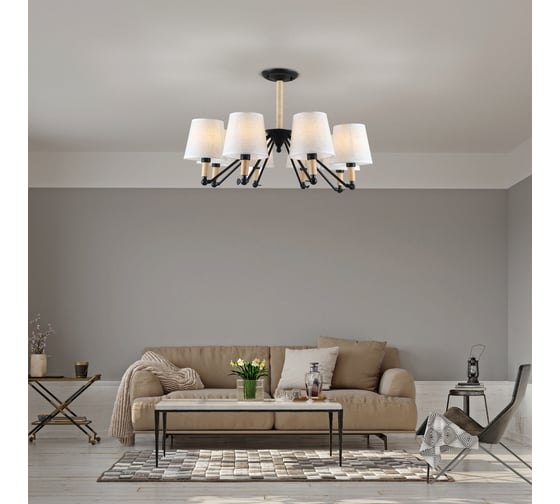Люстра Rivoli Buono, P8, светлое дерево с черным, Е148, 40W Б0044417