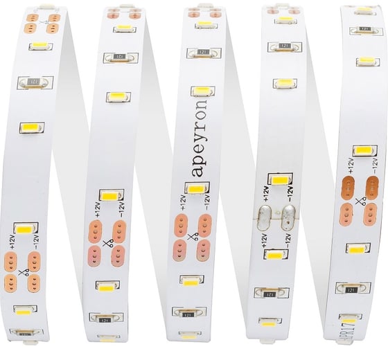 Светодиодная лента APEYRON 12В, 7.2Вт/м, smd3014, 60д/м, IP20, 700Лм/м, теплый белый 60 1