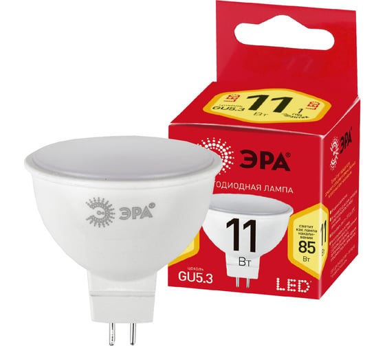 Светодиодная лампа ЭРА ECO LED MR16-11W-827-GU5.3, софиты, 11Вт, теплый, GU5.3 Б0040879