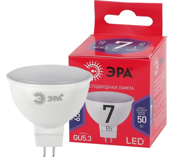 Лампа ЭРА LED MR16 7W 865 GU5.3 R диод, софит, 7Вт, хол, GU5.3  Б0045351